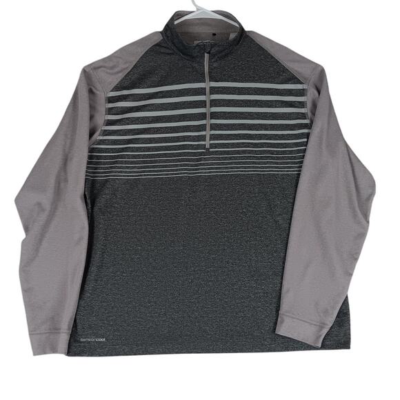 Ping Quarter Zip Golf Shirt Mens XL Gray Striped Performance Sensorcool Wicking - Picture 2 of 12